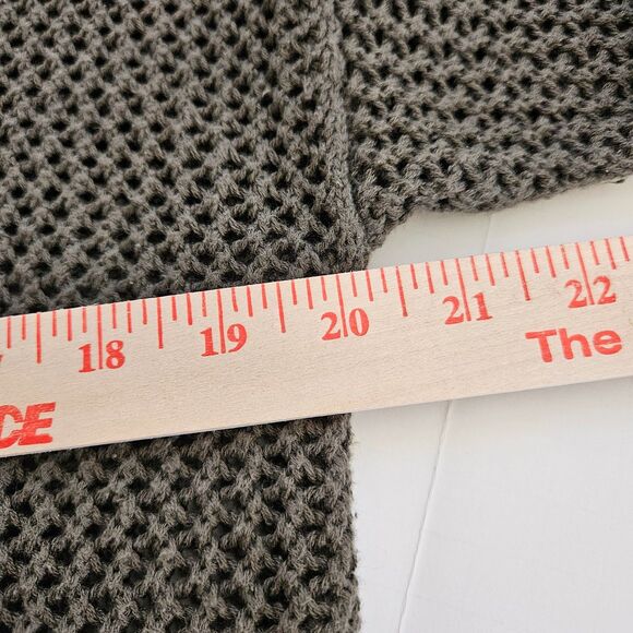 American Eagle Long Cardigan Womens Medium Green V-neck Crochet Knit AEO - Picture 6 of 9